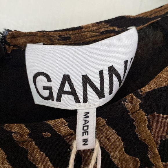 GANNI Tiger Print Dress NWT Size 34 Size US 2 Animal Print Mobwife Chic Viscose - Picture 8 of 16